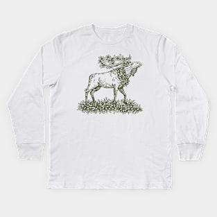 Winter Moose Kids Long Sleeve T-Shirt